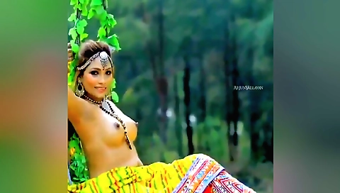 Indian girl in swimsuit naked outdoors in a shower
