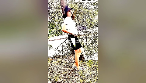 Solo female in an outdoor park and enjoying herself