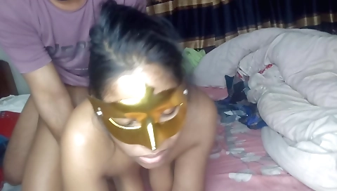 Indian teen step-sisters have hot sex in the bedroom