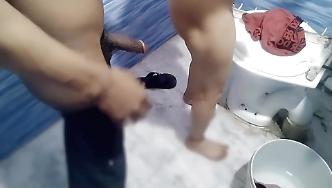 Indian hottie in the bathroom fucks hard on her ass