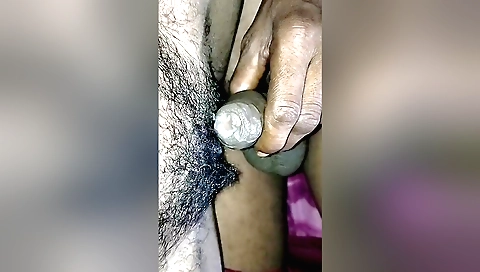 Hot amateur indian girl has a little hairy sex with the camera