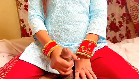 Indian bhabhi has a great handjob for her step brother