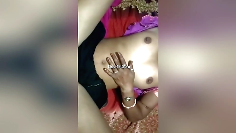 Indian babe plays with her hairy cunt and then fucks