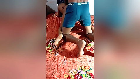 Indian brunette giving a blowjob while having a sexual action