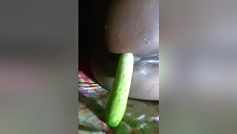 Indian girl plays with her dildo in her ass and pussy