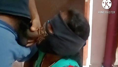 Indian brunette filmed with her boyfriend's face covered