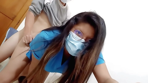 Hot amateur brunette gets banged by a doctor in the office