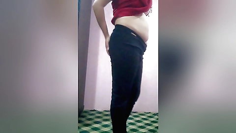 Indian solo female with small tits sucking her pussy