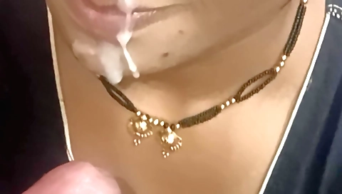 Indian girl enjoys a facial after a passionate blowjob
