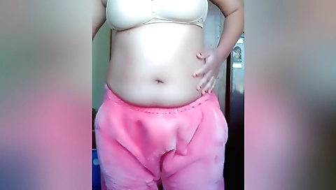 Hot amateur solo video of a sexy teen with a large boobies