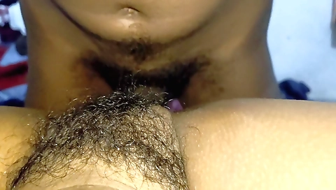 Indian stepmom shows her hairy pussy and handjob her daughter