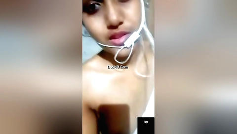 Busty brunette with round breasts shows off on webcam