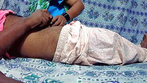 Indian girl plays with her boyfriend and sucks each other