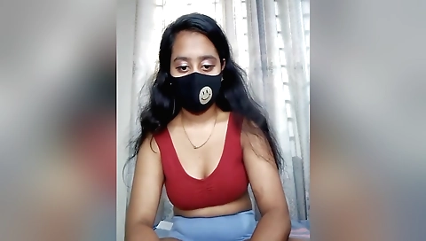 Indian amateur solo scene with a busty brunette girl