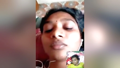 Indian teen is playing with her tits in webcam porn