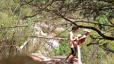 Amature outdoor masturbation in waterfall in brasil