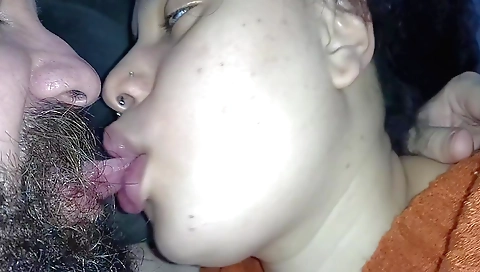 Indian girl gets licked and her lips bitten by a dick