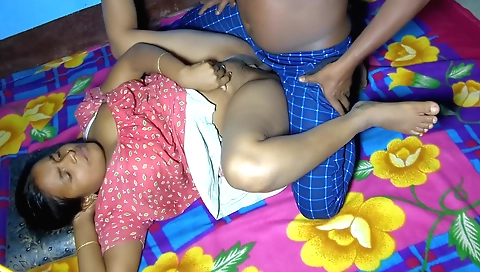 Indian brunette in bed is taking off bra and shaving