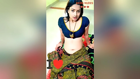 Indian girl with long stockings and panties makes a porno