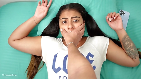 Indian brunette stepsister gets fucked by her stepbrother