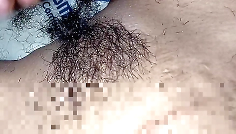 Indian babe with a hairy pussy pounded in a solo video
