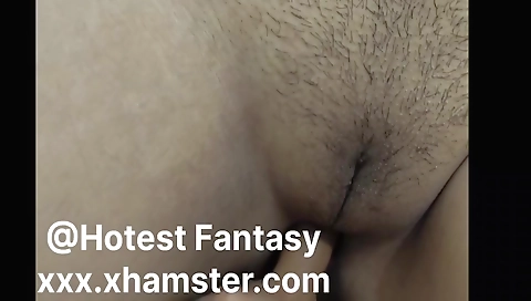 Indian hairy girl has a beautiful face and a round booty