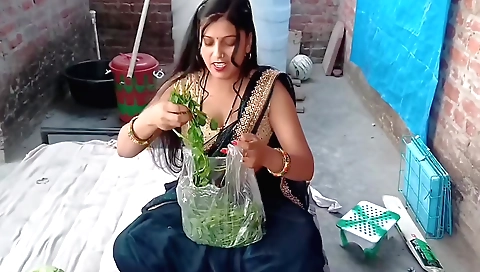 Indian brunette with big round boobs gets fucked in her room
