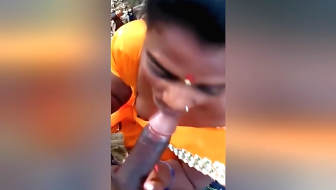 Indian girl with big tits and perfect body giving a blowjob