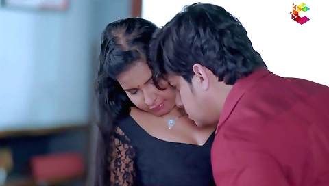 Brunette girl in red is having a fantastic time with rajika