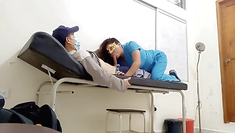 Indian brunette in red dress gets a doctor's consultation