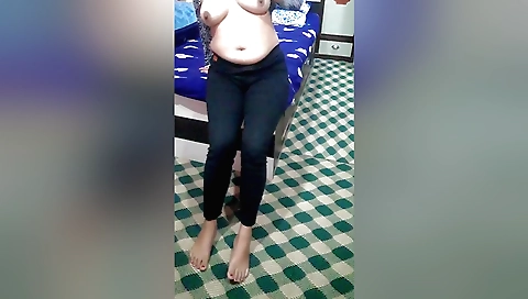 Indian girl spreads her legs to show off her breasts